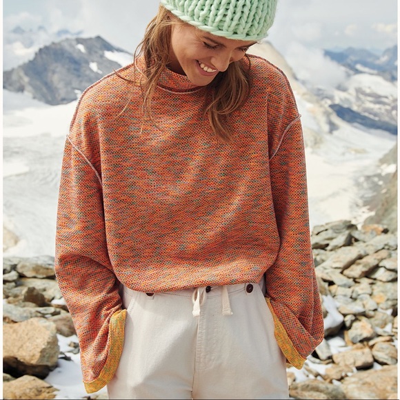 NWT Free People Sunny Days Turtle Neck in Orange - Picture 2 of 10